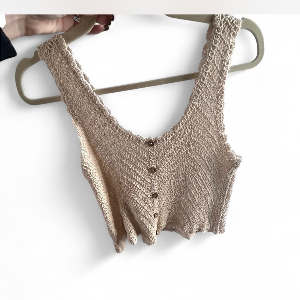 Beige Knit Crop Top